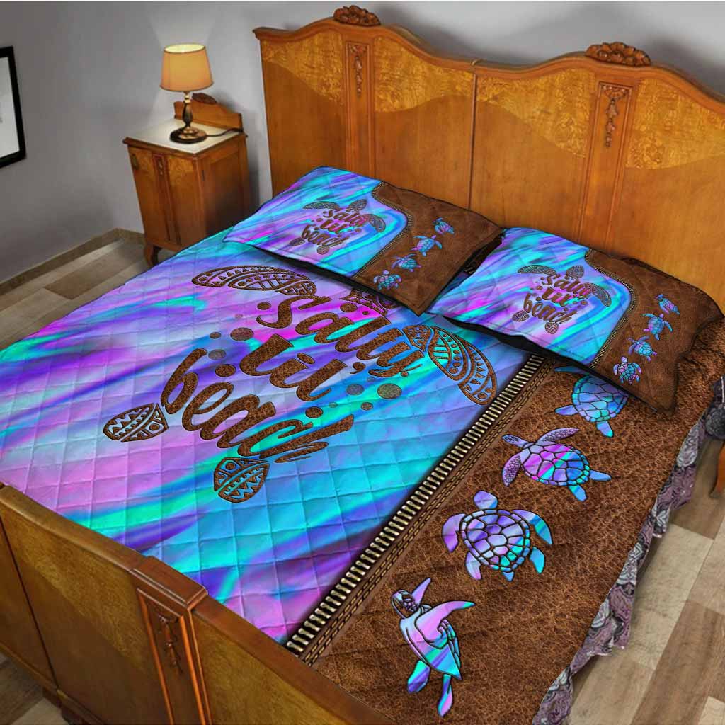 Salty Lil' Beach - Turtle Leather Pattern Print Quilt Set