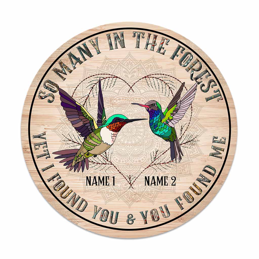 So Many In The Forest - Hummingbird Personalized Round Wood Sign