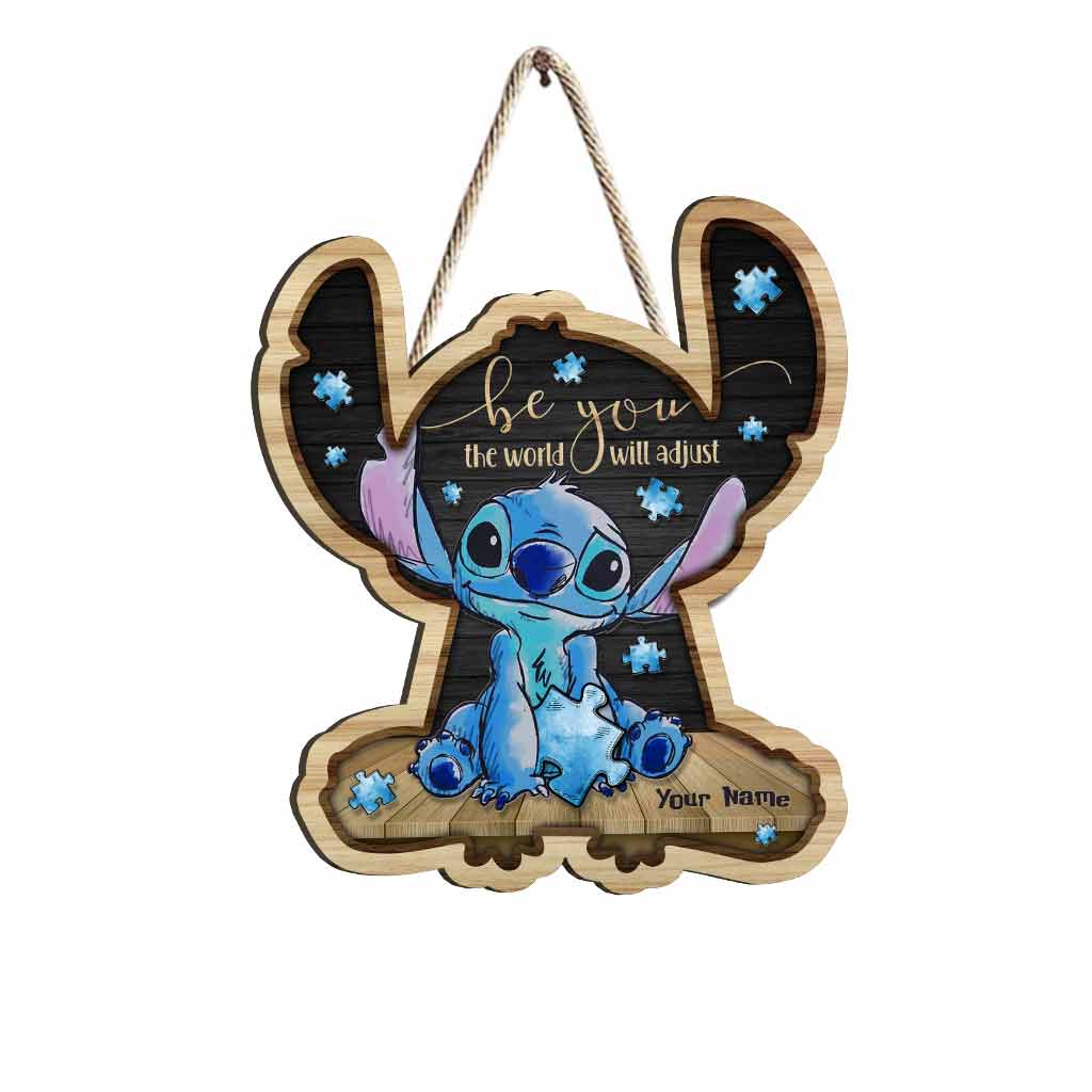 Be You The World Will Adjust - Personalized Autism Awareness Wood Sign With 3D Pattern Print