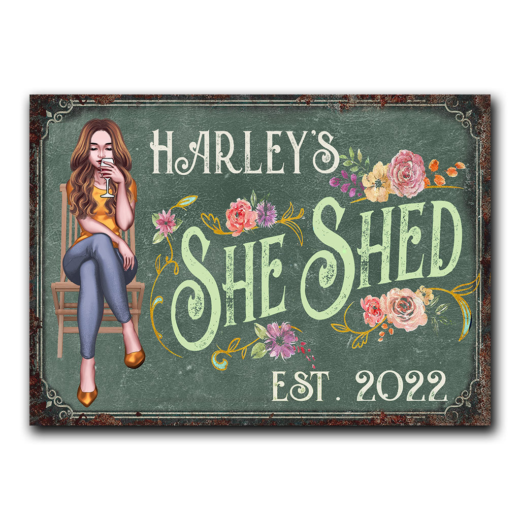 She Shed - Personalized Gardening Rectangle Metal Sign