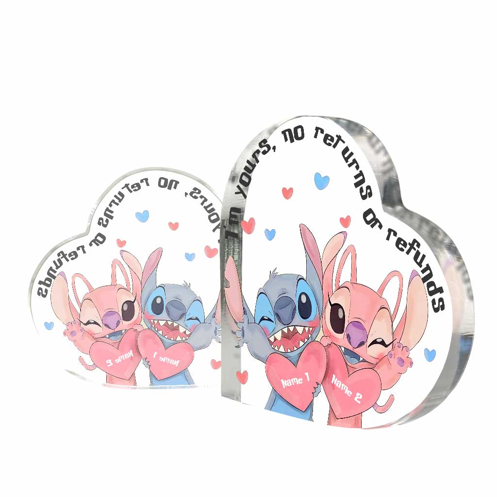 I'm Yours No Returns Or Refunds - Personalized Couple Ohana Custom Shaped Acrylic Plaque