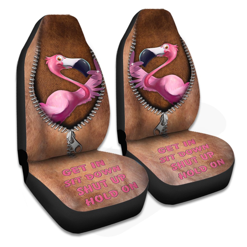 Get In Sit Down Shut Up Hold On - Flamingo Seat Covers