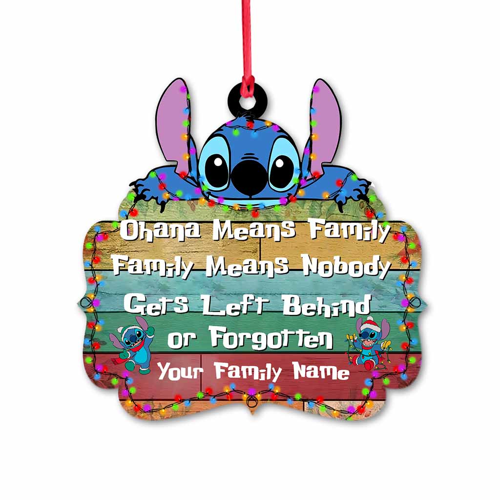 Ohana Means Family - Personalized Christmas Ornament (Printed On Both Sides)