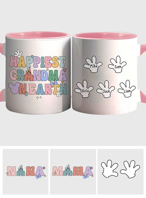 Happiest Grandma Mama On Earth Mouse Ears - Personalized Grandma Accent Mug