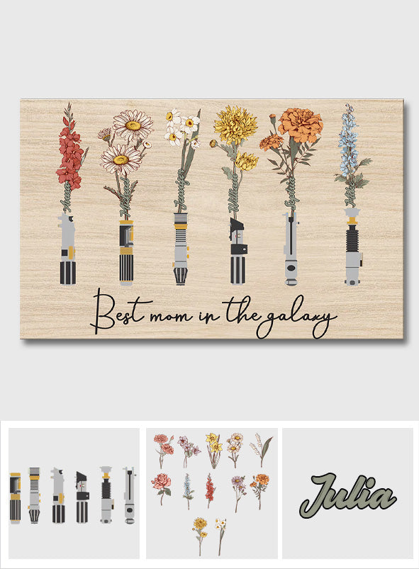 Best Mom Grandma Dad Grandpa In The Galaxy - Personalized Mother Canvas And Poster