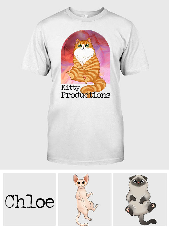 Pink Movie Background Cat Pet - Personalized Cat T-shirt And Hoodie