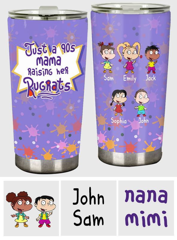 Just A Mama Raising Her Kids - Personalized 90's Cartoon Tumbler