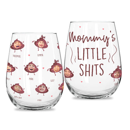 Mommy's Little Shit - Gift for mom, grandma, dad, grandpa - Personalized All Over Wine Glass