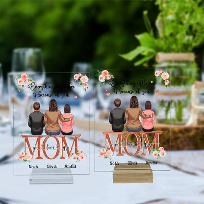 Everything We Are Because Of You - Personalized Mother's Day Mother Transparent Acrylic Plaque