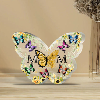 Mother And Children Floral Butterflies - Personalized Mother's Day Mother Custom Shaped Acrylic Plaque