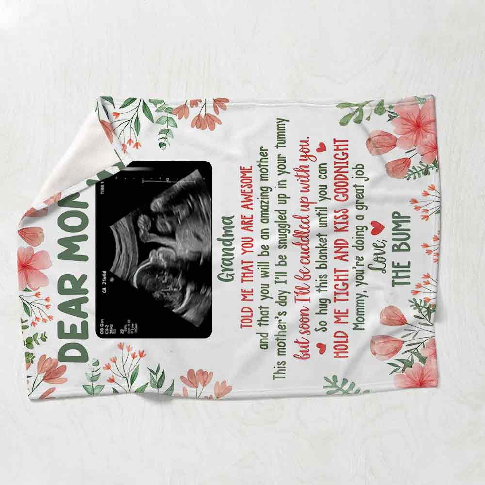 Dear Mommy The Bump's Photo - Personalized Mother's Day Mother Blanket