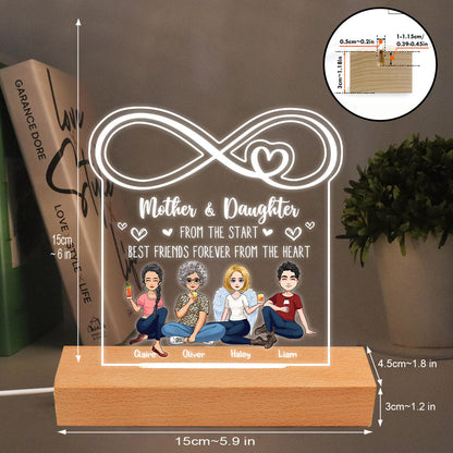 Mom Infinity Love Between Mother & Daughter - Personalized Mother's Day Mother Shaped Plaque Light Base