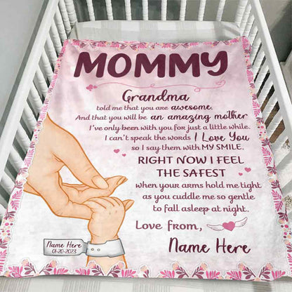 Mommy And Baby Hand - Personalized Mother's Day Mother Blanket