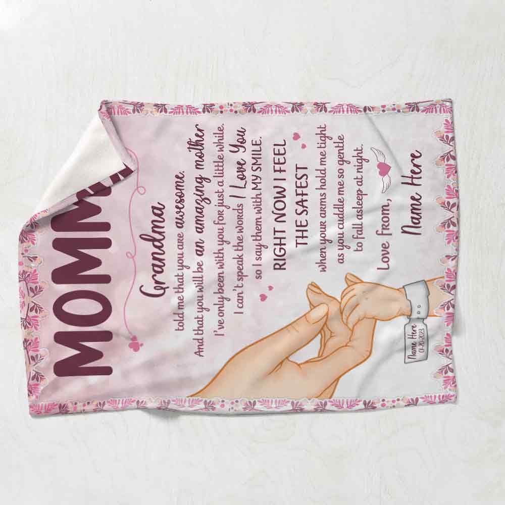 Mommy And Baby Hand - Personalized Mother's Day Mother Blanket