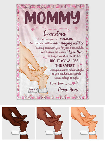 Mommy And Baby Hand - Personalized Mother's Day Mother Blanket