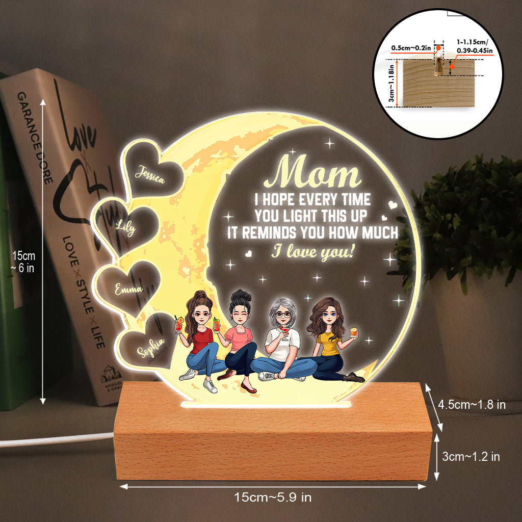 We Love You - Personalized Mother's Day Mother Shaped Plaque Light Base