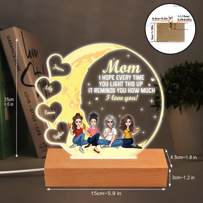 We Love You - Personalized Mother's Day Mother Shaped Plaque Light Base