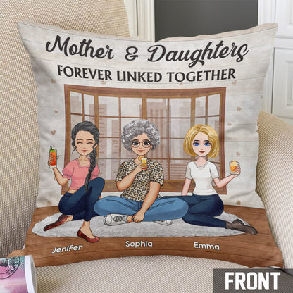 Mother & Daughter Forever Linked Together - Personalized Mother's Day Mother Throw Pillow