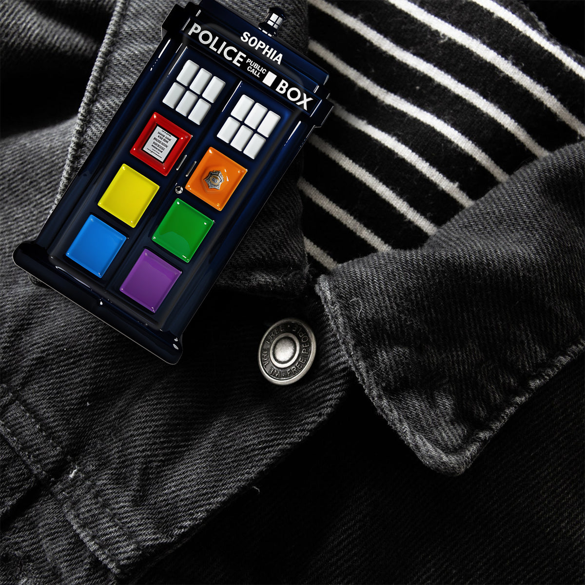 Pride Police Box - Personalized LGBT Support Pin