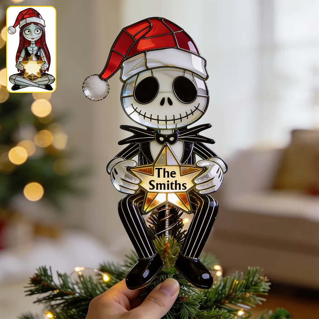 Merry Christmas - Personalized Nightmare LED Light Tree Topper