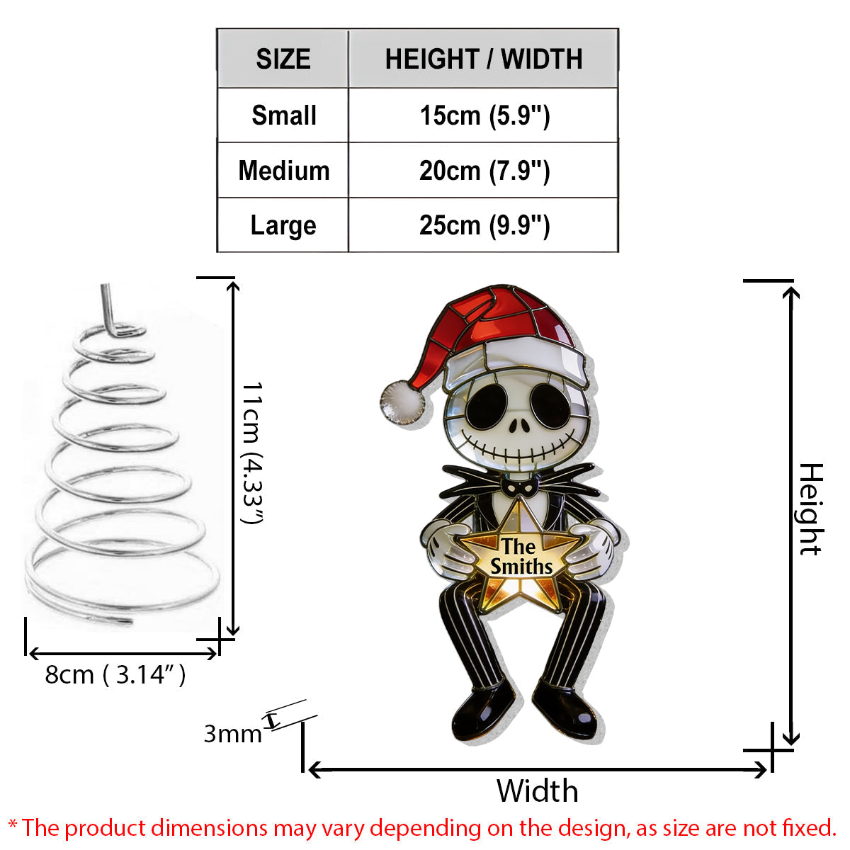 Merry Christmas - Personalized Nightmare LED Light Tree Topper