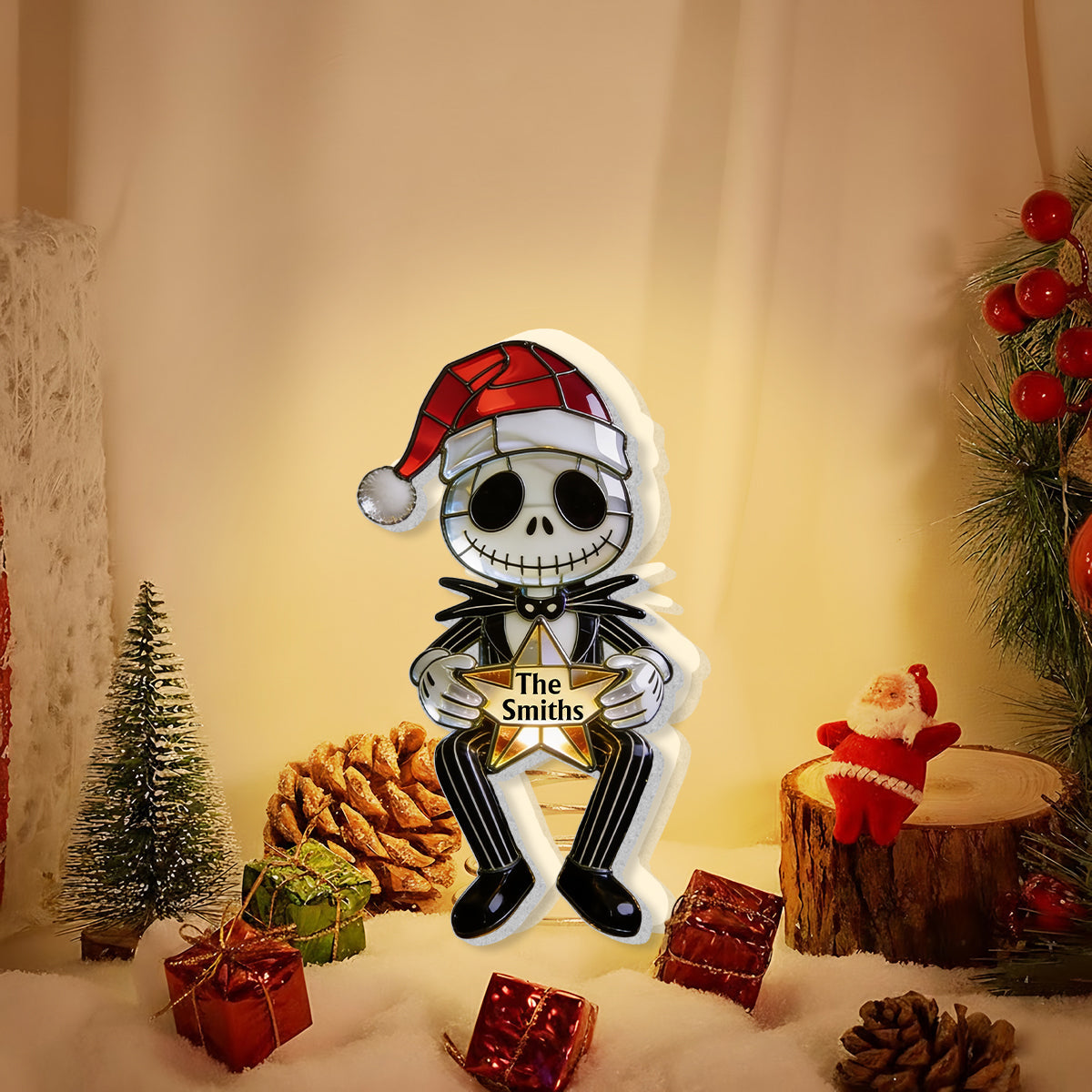 Merry Christmas - Personalized Nightmare LED Light Tree Topper