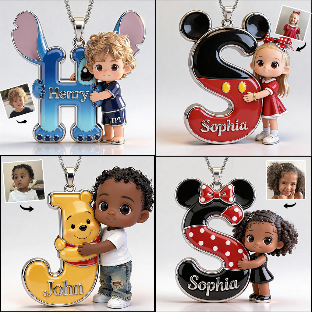 Cute Cartoon Letter - Personalized Mouse Shaped Metal Pendant Necklace