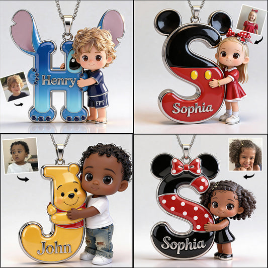 Cute Cartoon Letter - Personalized Mouse Shaped Metal Pendant Necklace