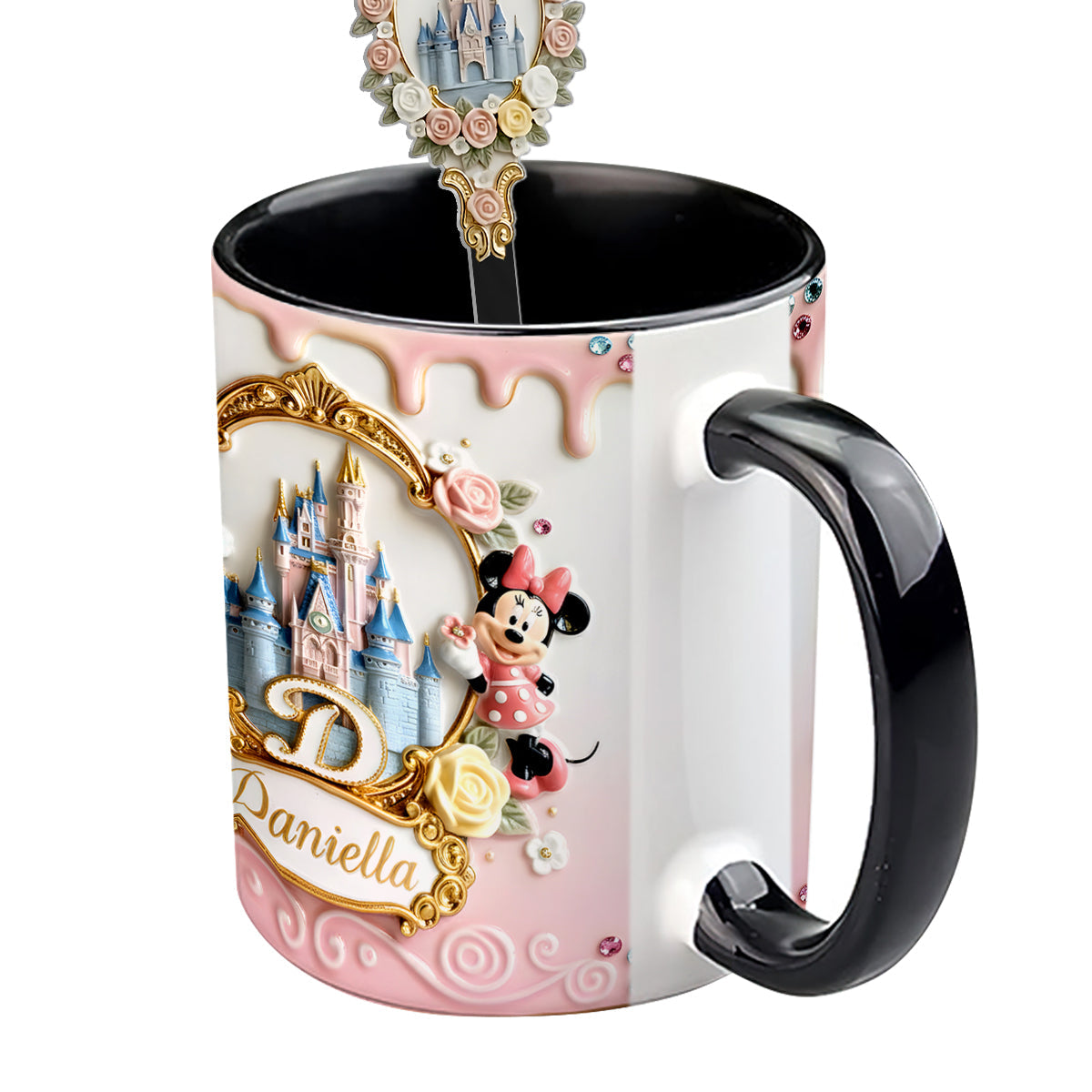 Custom Initial Magic Castle - Personalized Mouse Set Accent Mug with Acrylic Stirres
