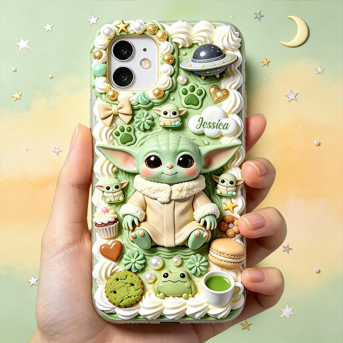 Tiny Guardian Galaxy - Personalized The Force 3D Embossed Leather Phone Case