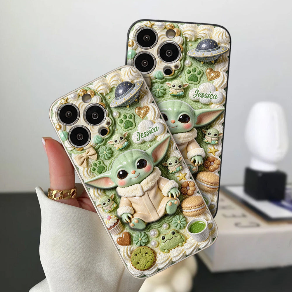 Tiny Guardian Galaxy - Personalized The Force 3D Embossed Leather Phone Case