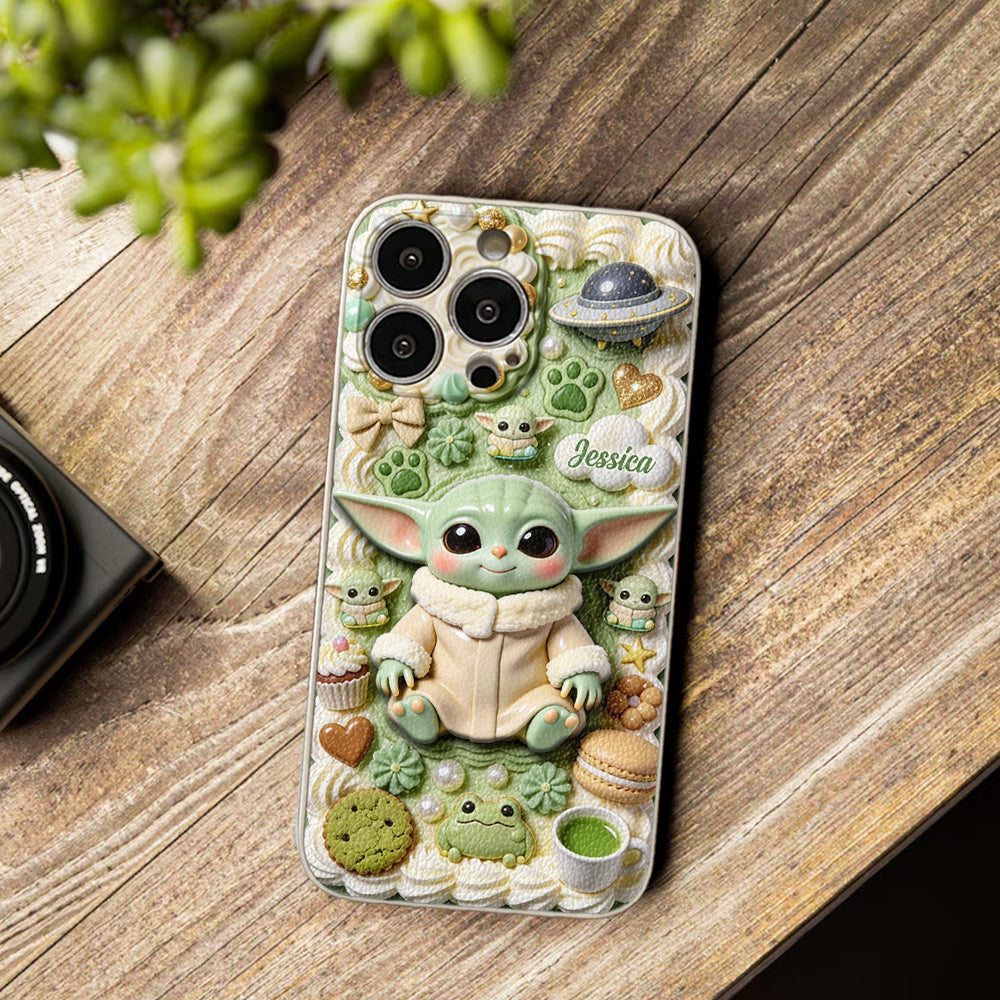 Tiny Guardian Galaxy - Personalized The Force 3D Embossed Leather Phone Case