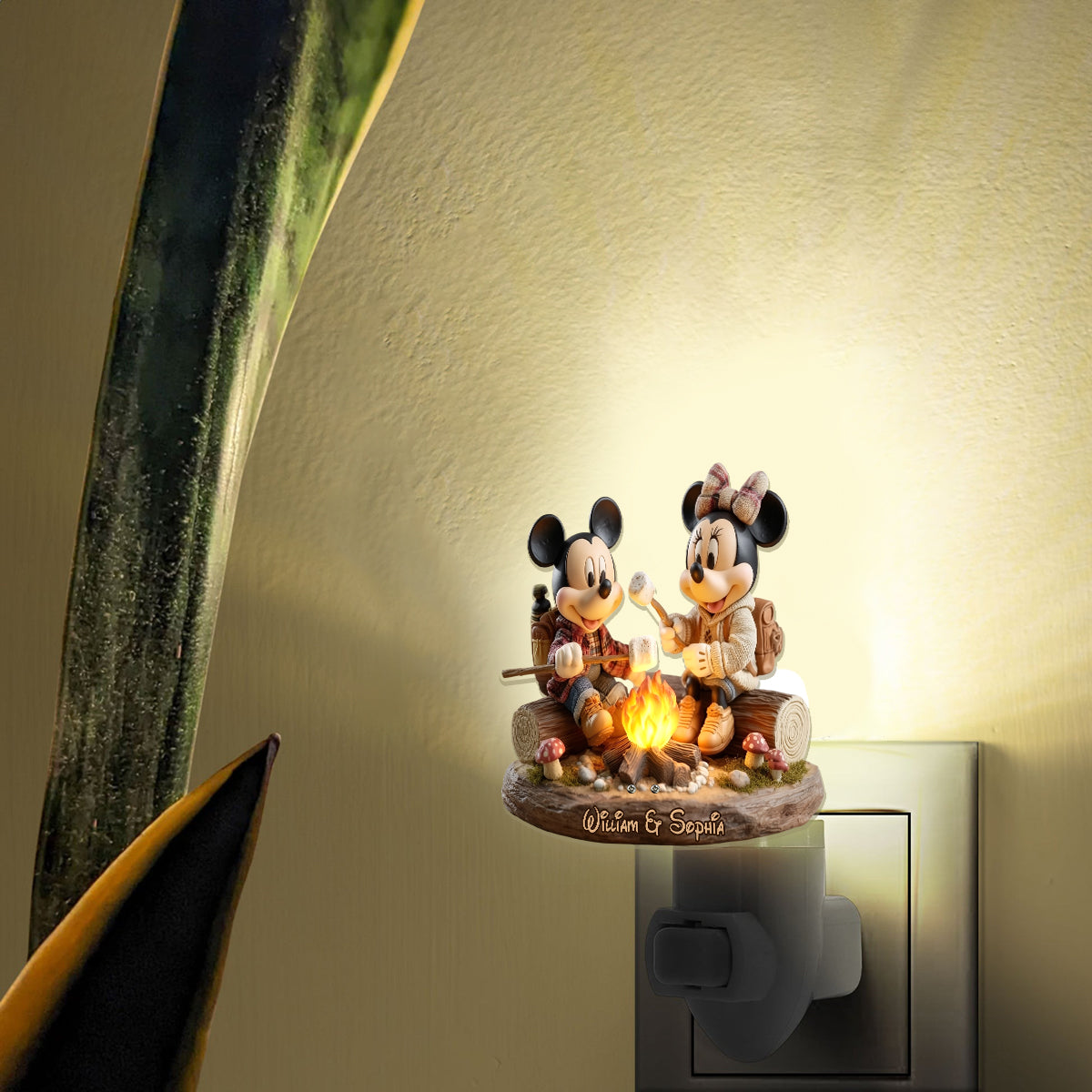 Love Camping Mouse Couple - Personalized Mouse Acrylic Plug-In Night Light