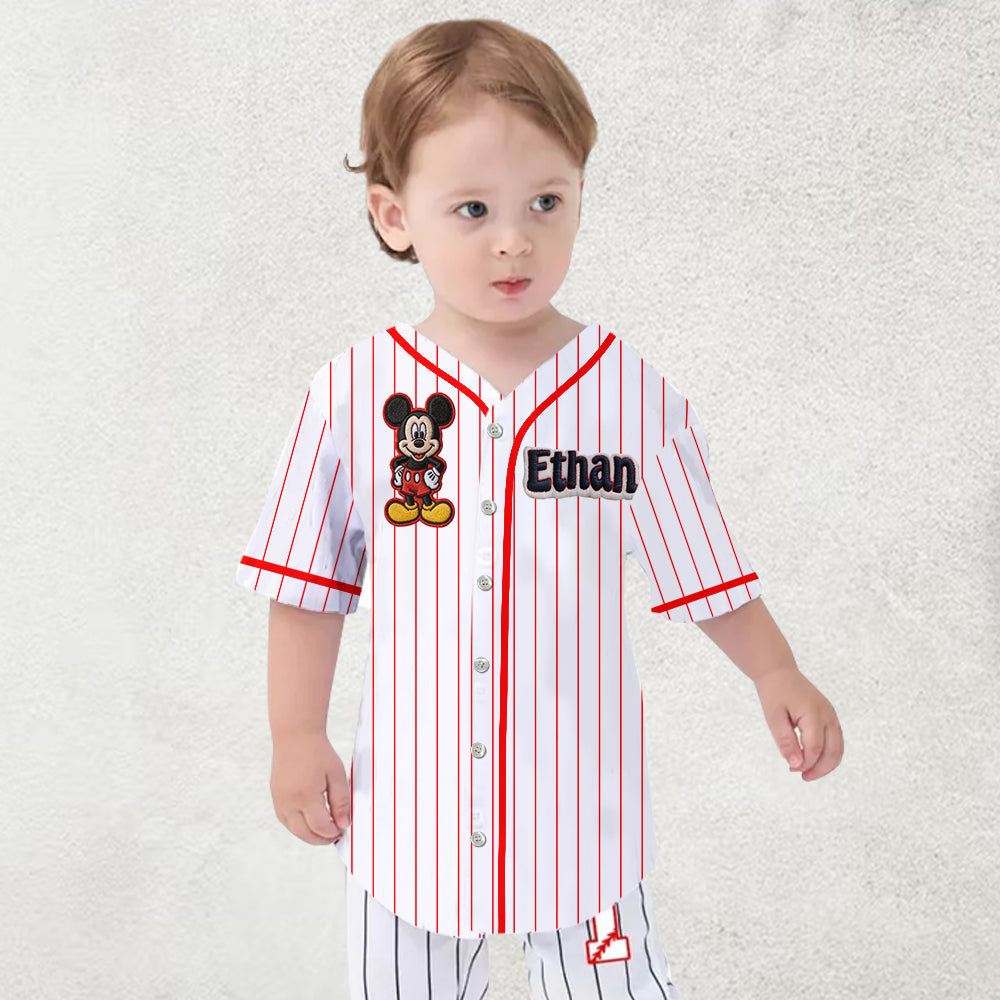Big Ears Friends High-Five - Personalized Mouse Baseball Jersey