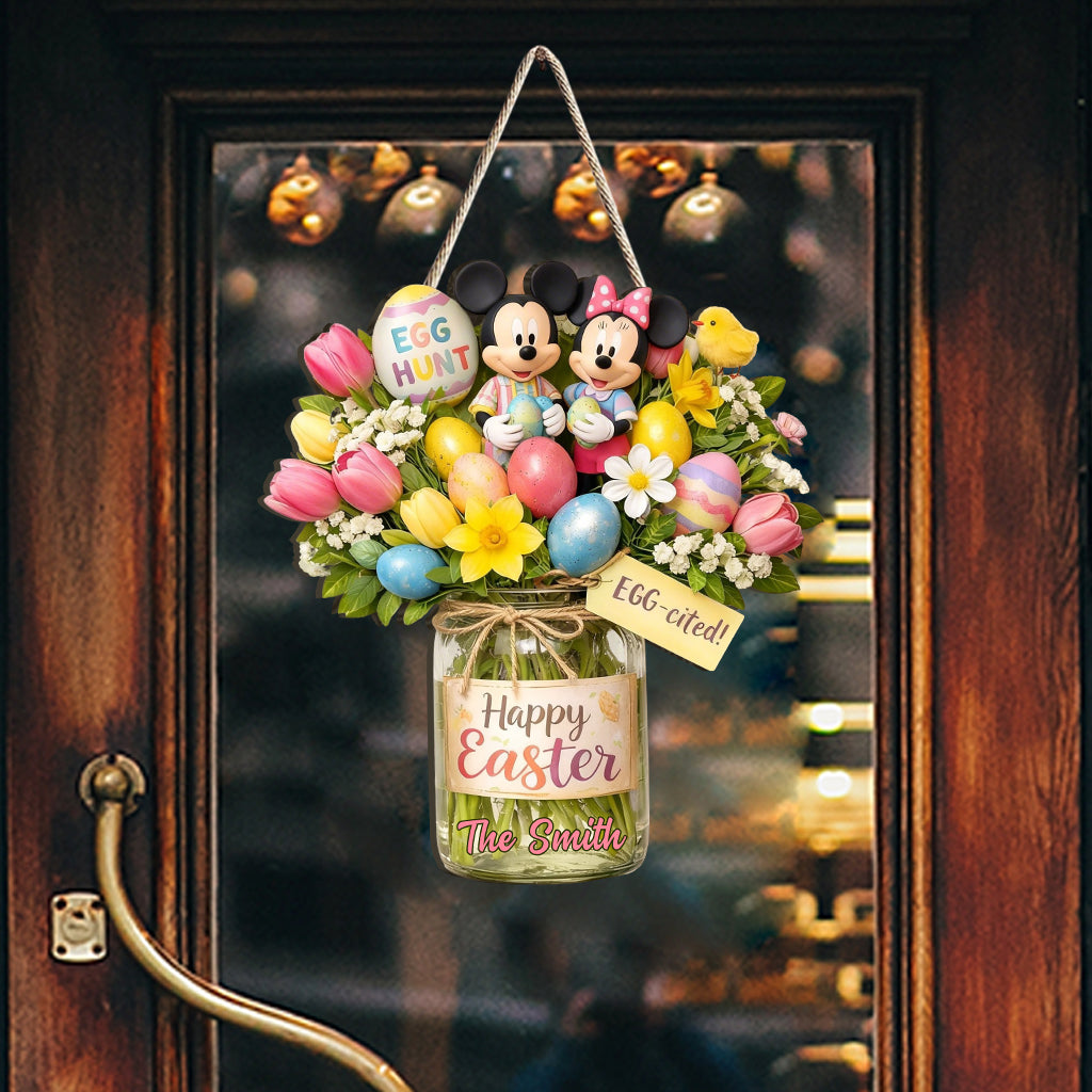 Easter Day Home Decor - Personalized Mouse Custom Shaped Wood Sign