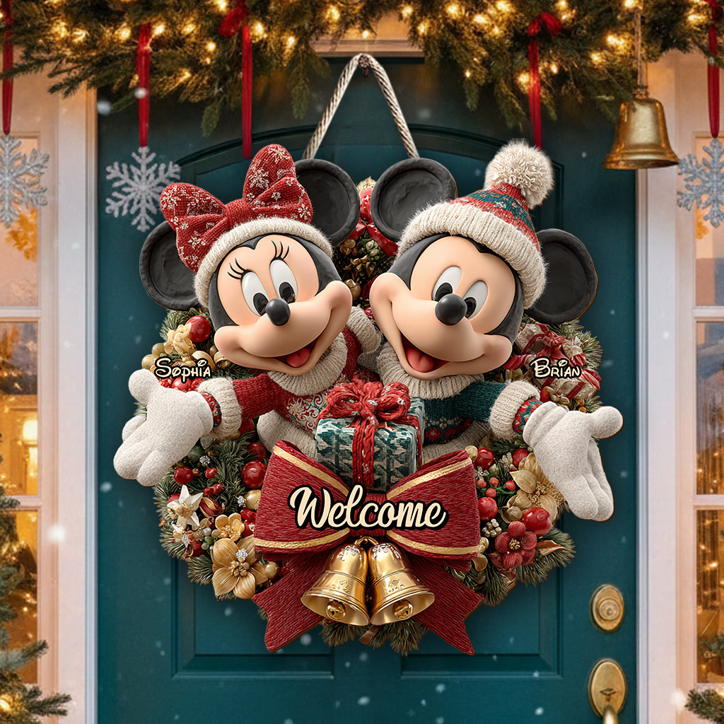 Welcome To Our Home - Personalized Mouse Custom Shaped Wood Sign