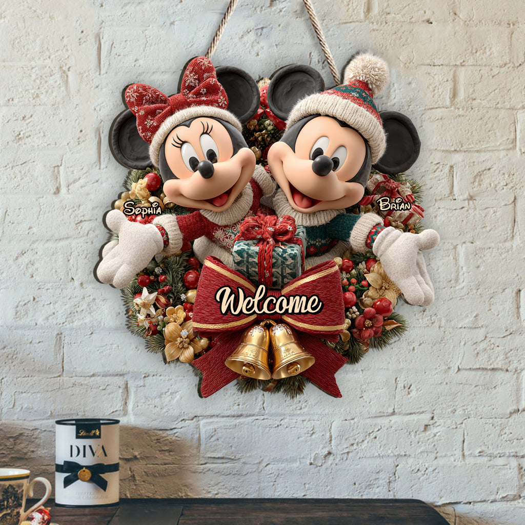 Welcome To Our Home - Personalized Mouse Custom Shaped Wood Sign