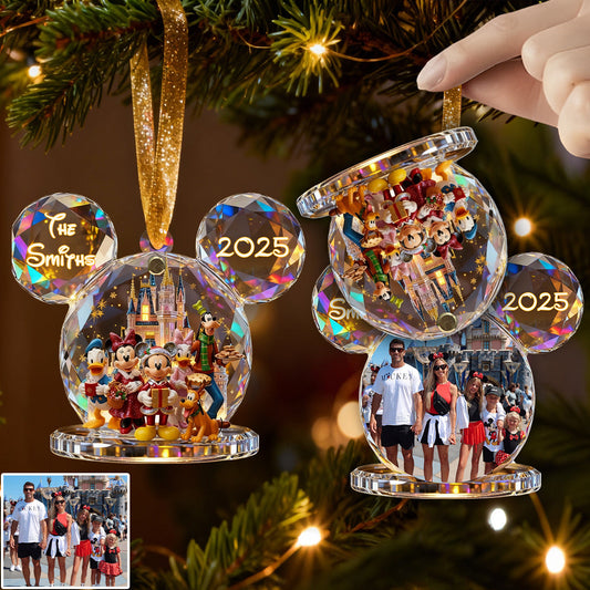 Family Trip Any Photo - Personalized Mouse Flip Ornament