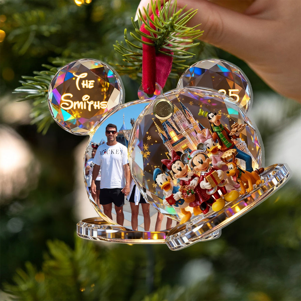 Family Trip Any Photo - Personalized Mouse Flip Ornament