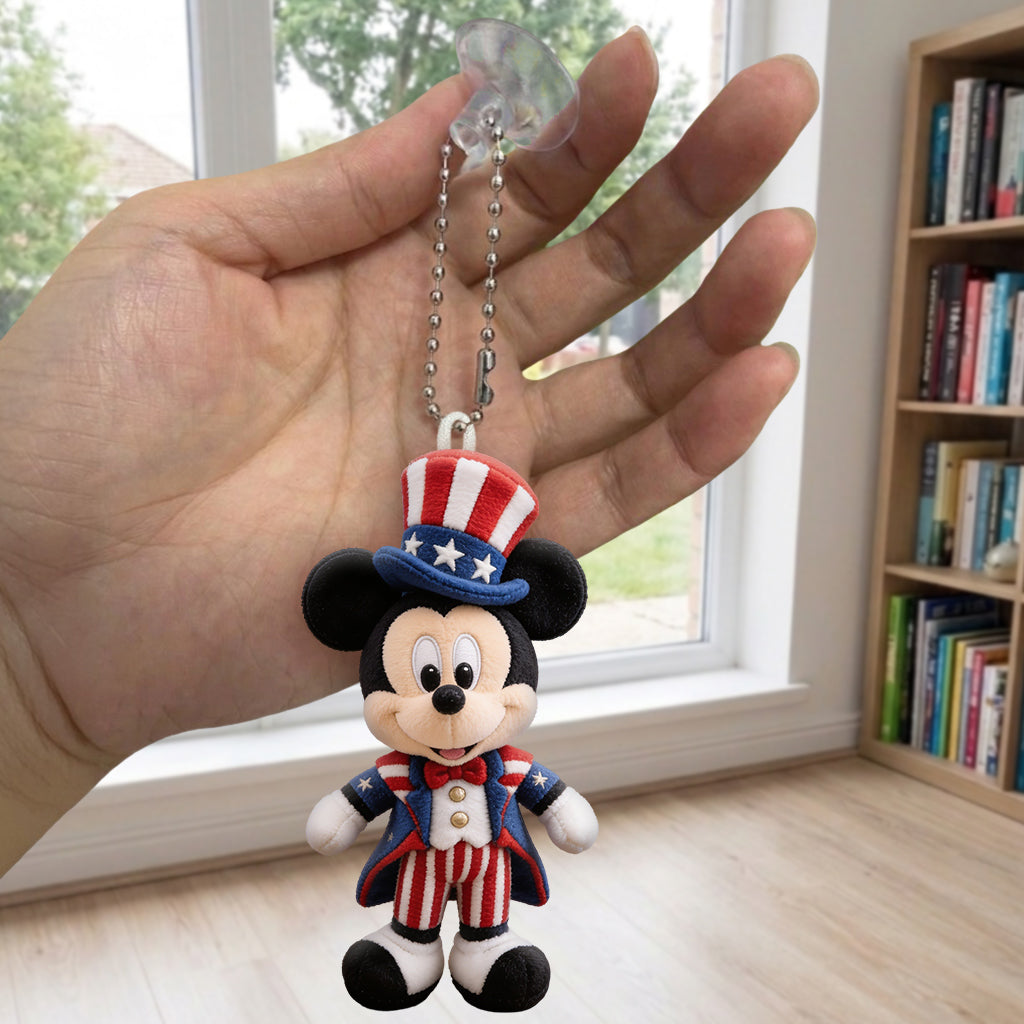 Cartoon Mouse USA Pride, 4th of July - Personalized Mouse Tumbler With Plush Charm