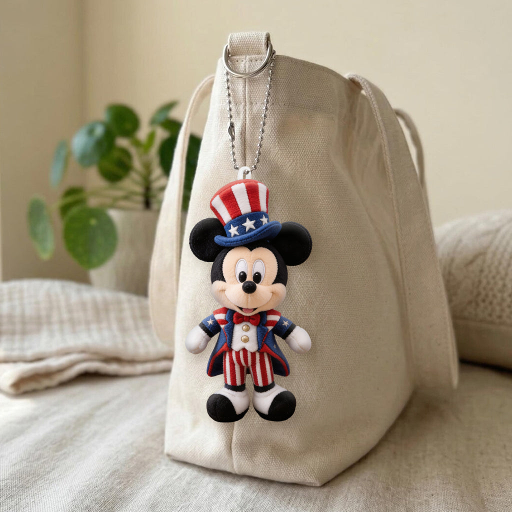 Cartoon Mouse USA Pride, 4th of July - Personalized Mouse Tumbler With Plush Charm