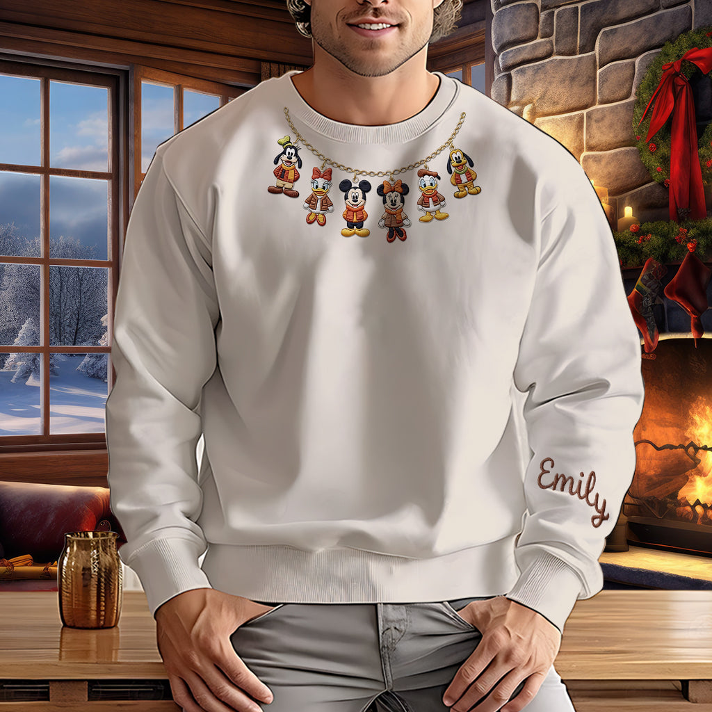 Fun Magical Charm Necklace Sweatshirt - Personalized Mouse Ugly Sweater