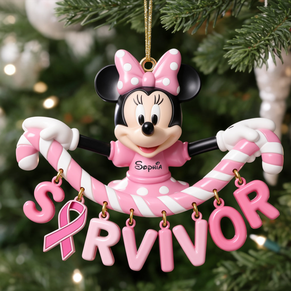 The Survivor - Personalized Breast Cancer Awareness Ornament With Charm