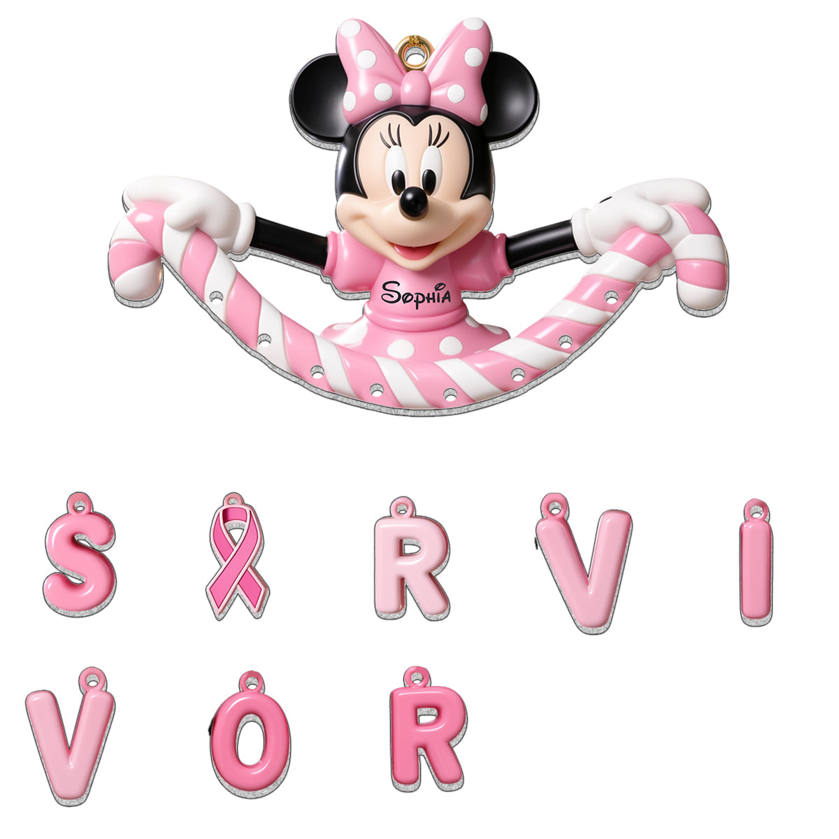 The Survivor - Personalized Breast Cancer Awareness Ornament With Charm