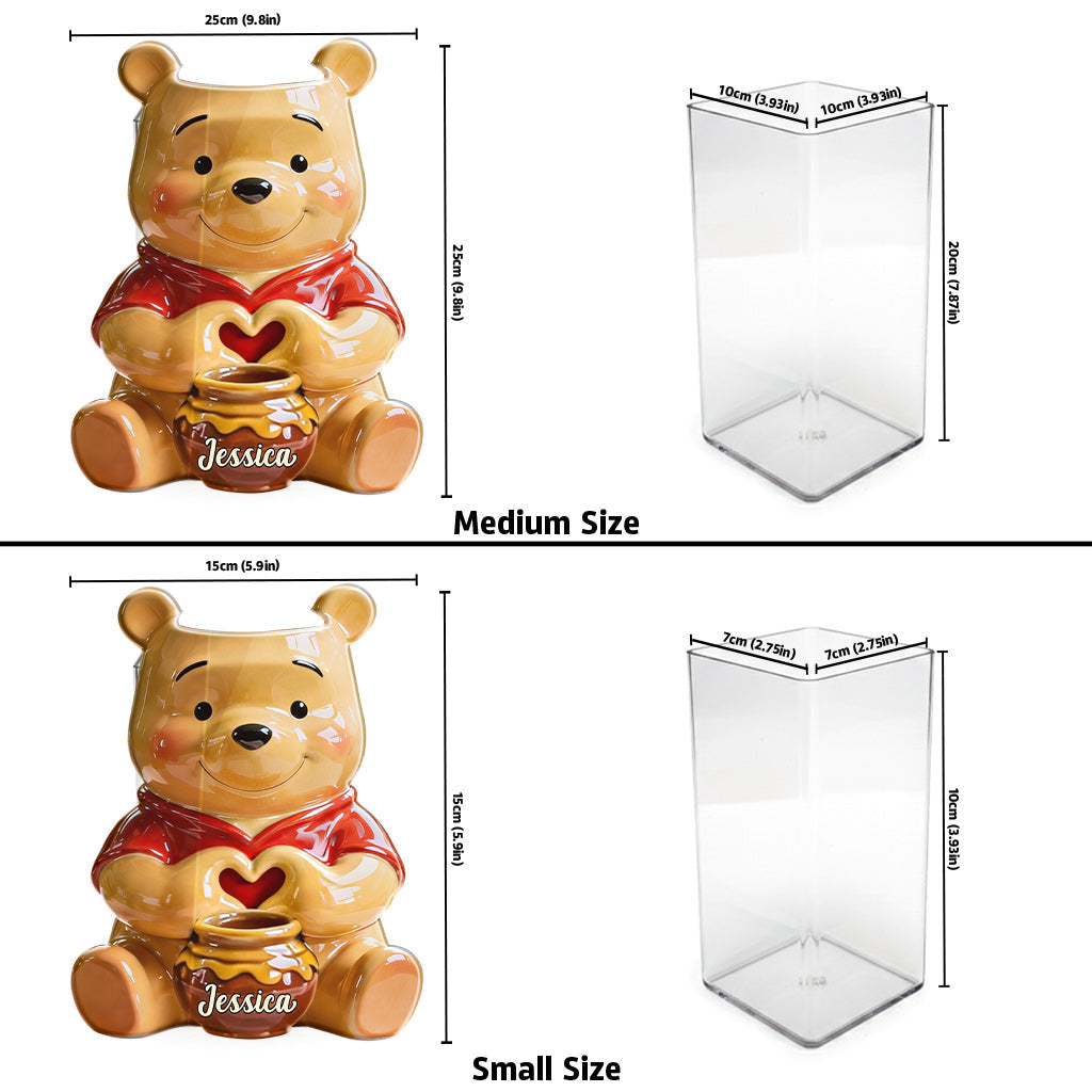 Honey Bear - Personalized Yellow Bear Acrylic Pot & Stake