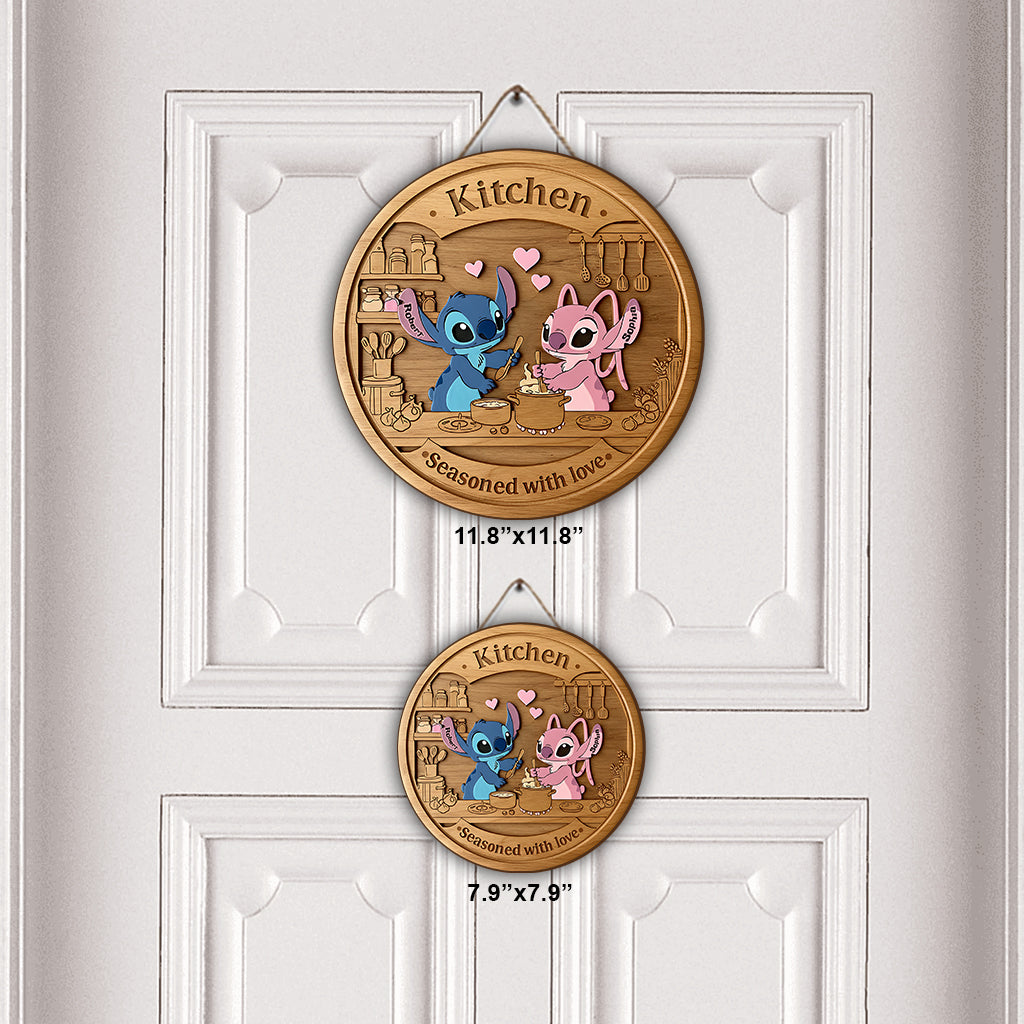 This Kitchen is Seasoned With Love - Personalized Ohana Round Wood Sign