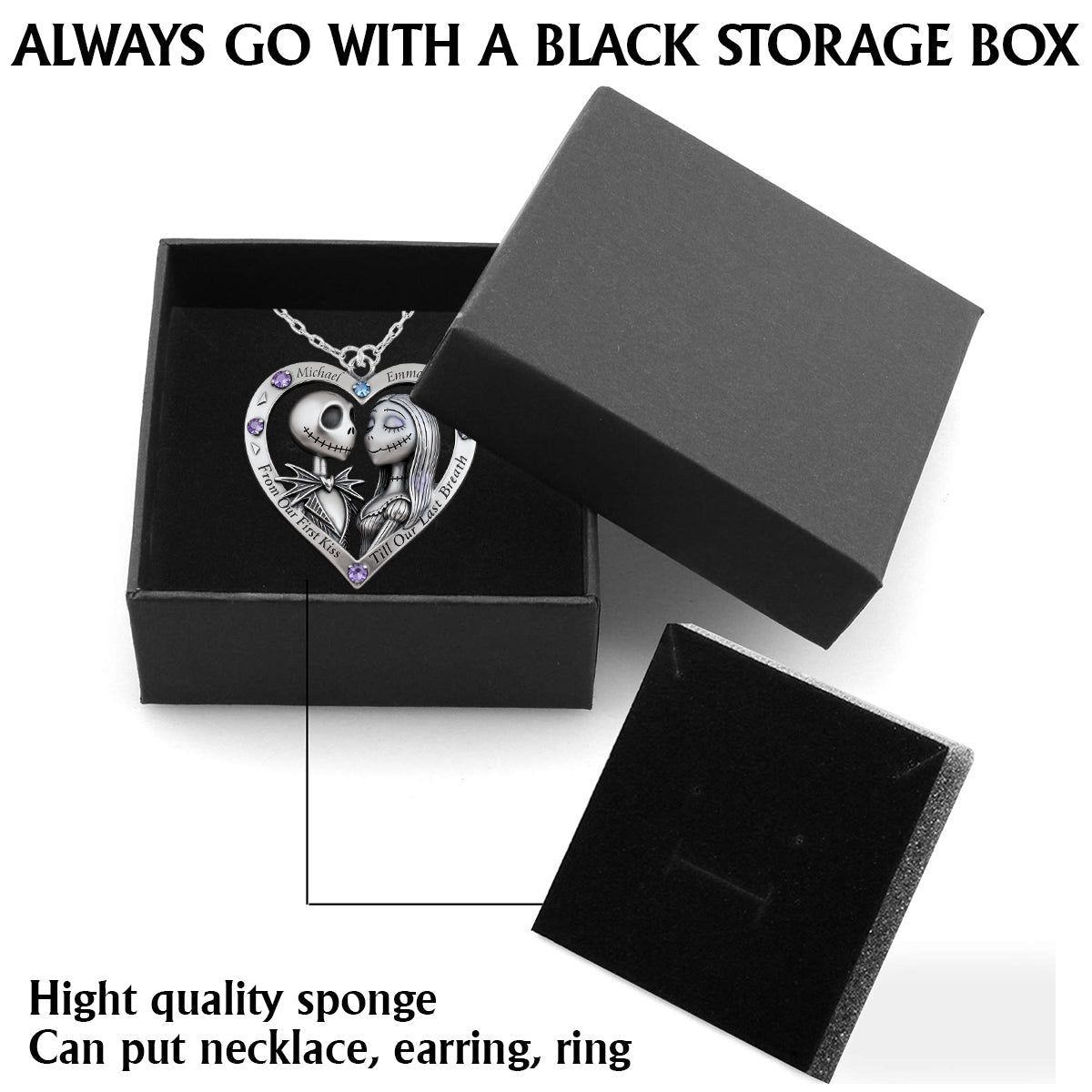 Till Our Last - Personalized Nightmare Shaped Metal Pendant Necklace