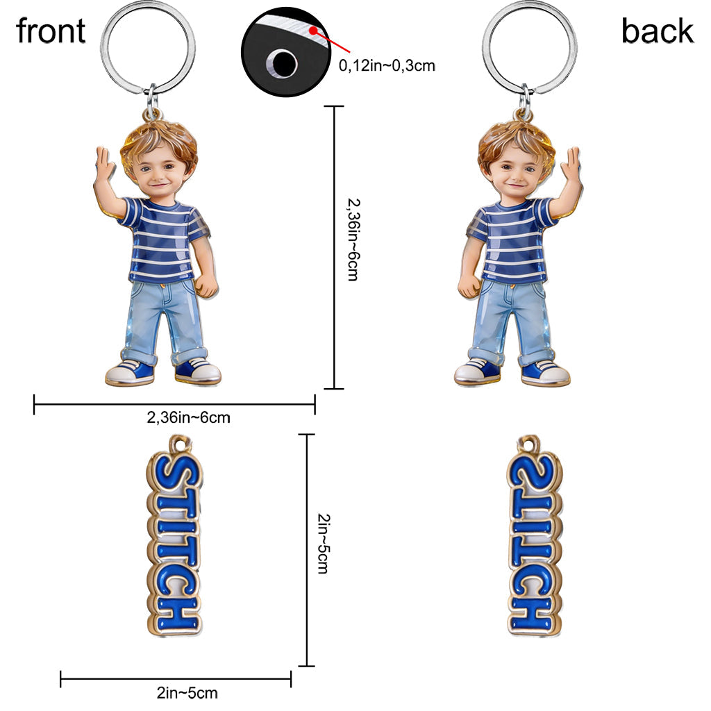 Ohana Custom From Photo - Personalized Ohana Premium Keychain With Charms
