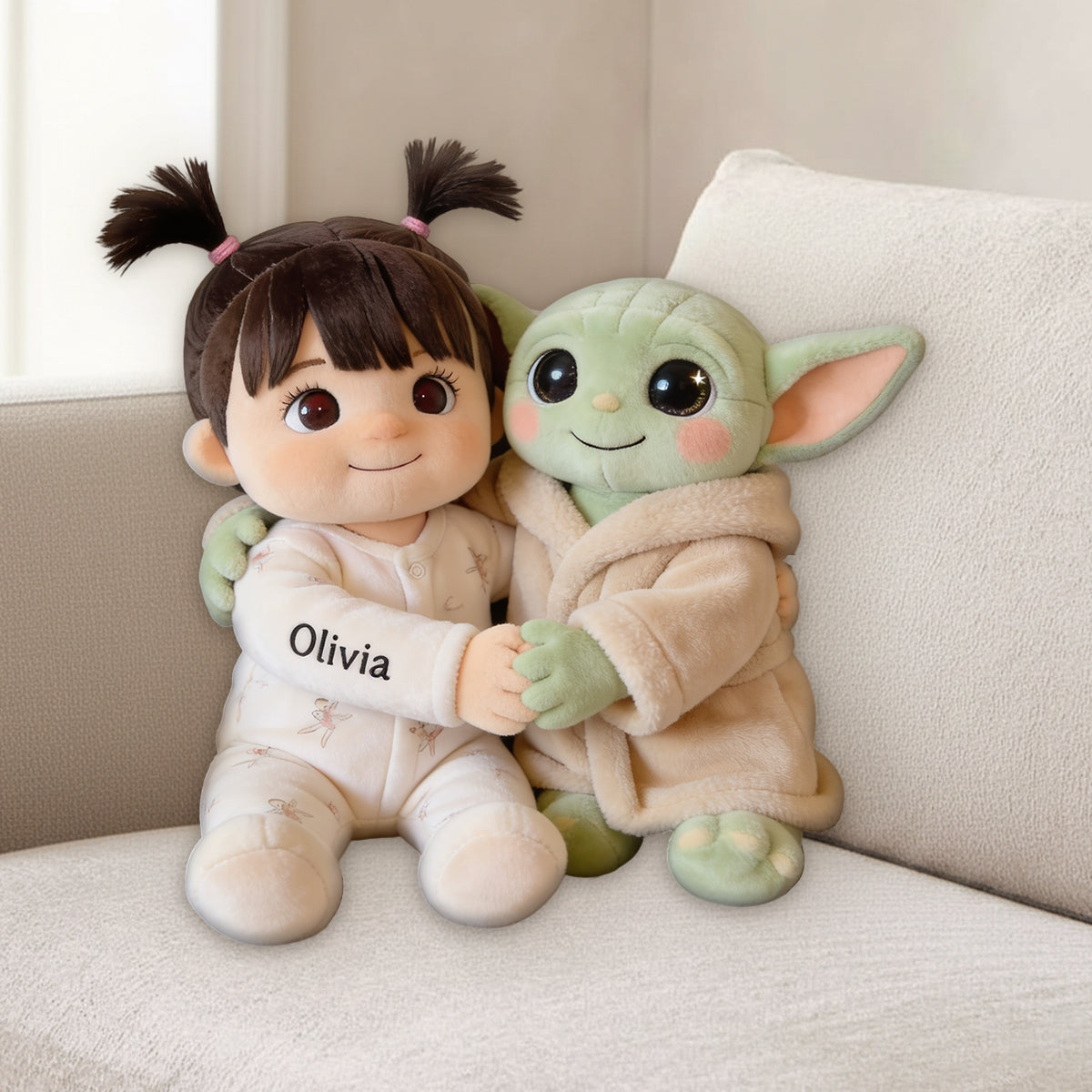 Cute Galaxy Alien - Personalized The Force Premium Faux Fur Pillow