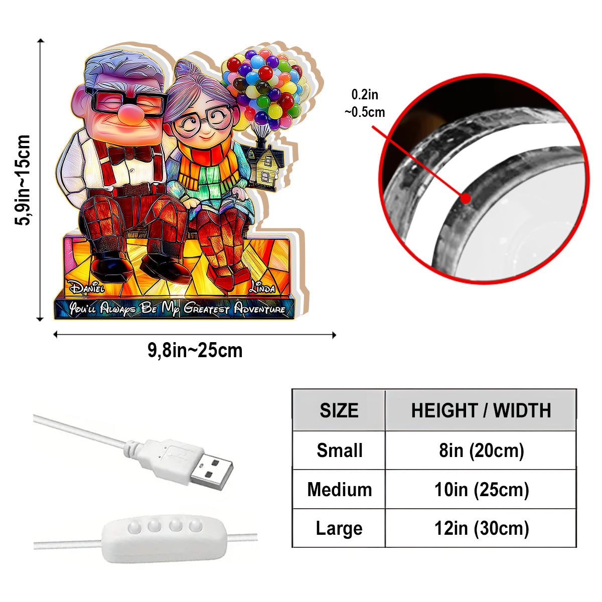 You Will Always Be My Adventure - Personalized Mouse Acrylic LED Night Light